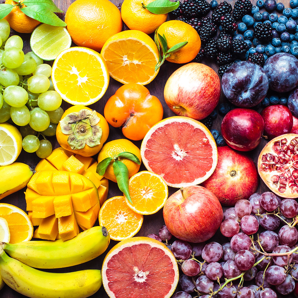 Verschiedenes Obst von oben fotografiert