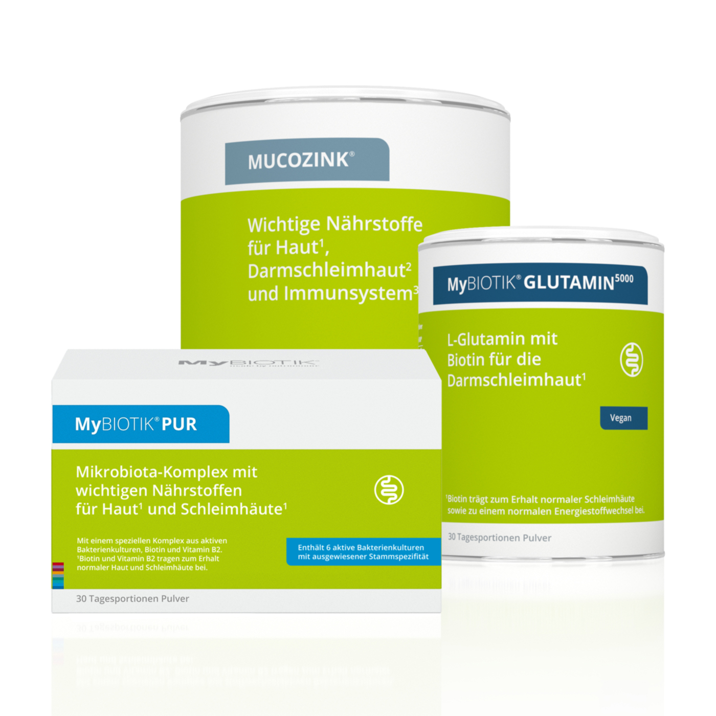 Set Darmbarriere Plus aus MyBIOTIK®PUR, MUCOZINK®, MyBIOTIK®GLUTAMIN5000